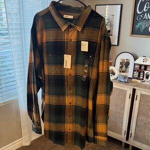 Sonoma Men's Green and Yellow Plaid Shirt